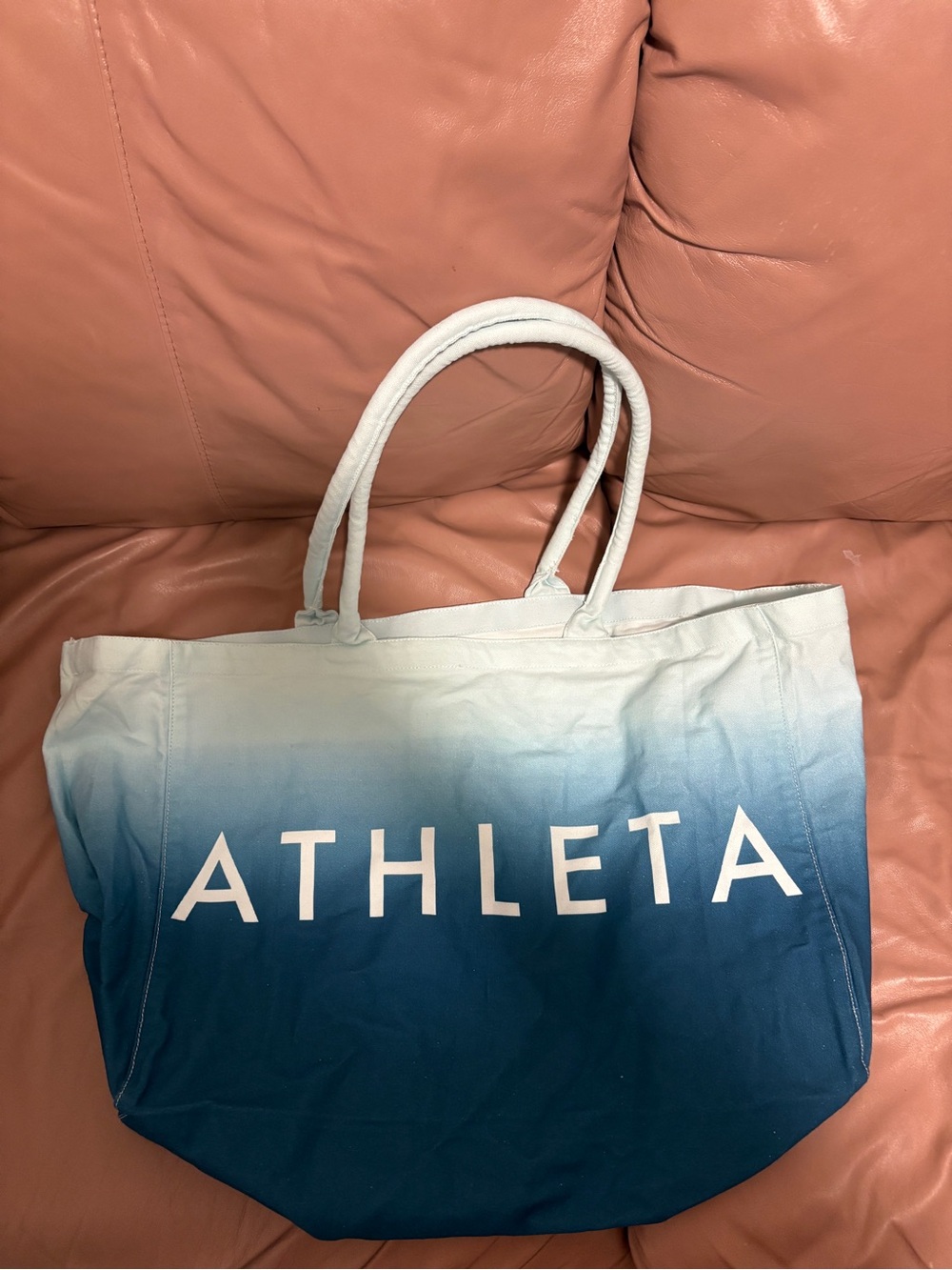 Athleta Large Blue and White Ombré Cotton Tote Bag